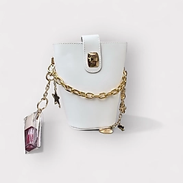 Tiny Beyaz Charmlı Omuz Çantası